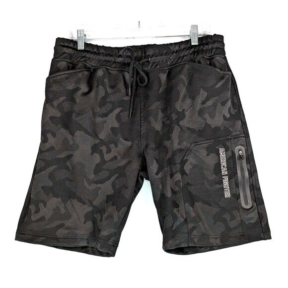 American Fighter Athletic Training Jogger Shorts Mens Large Black Camo - Picture 1 of 8